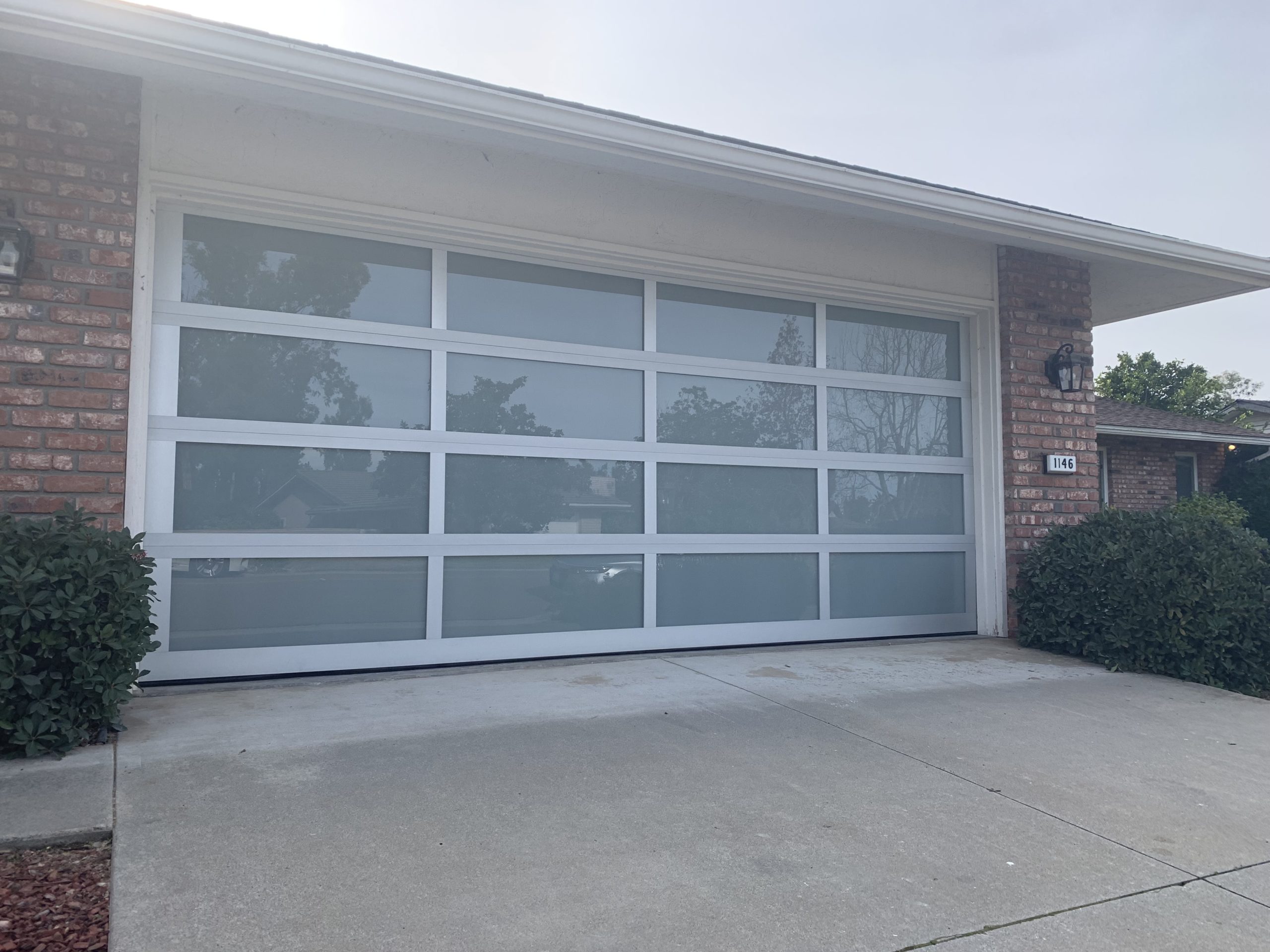 Frosted Glass Garage Door with White Frame 