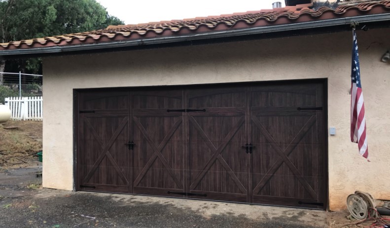 Faux Wood Garage Door with Barn Style Overlay