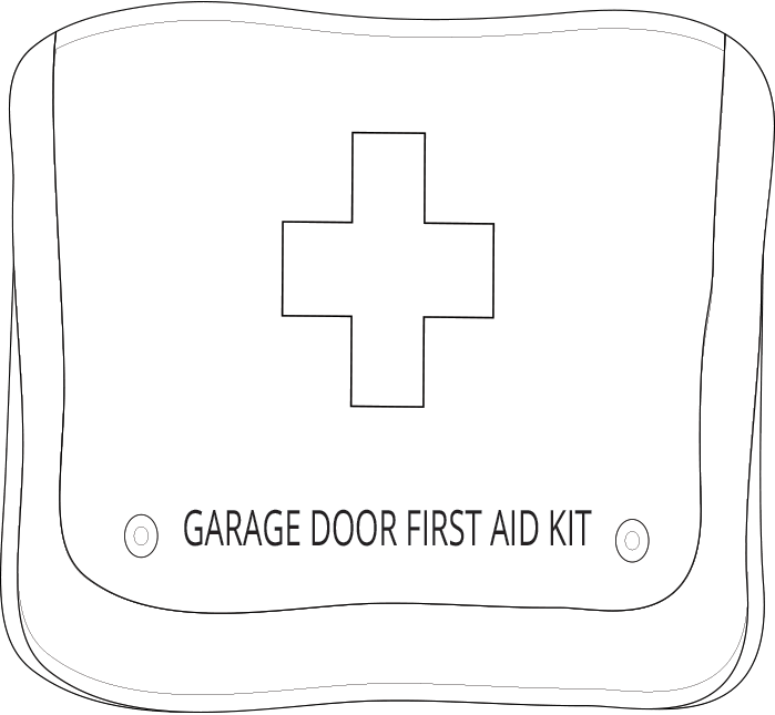 A drawing of a "Garage Door First Aid" kit.